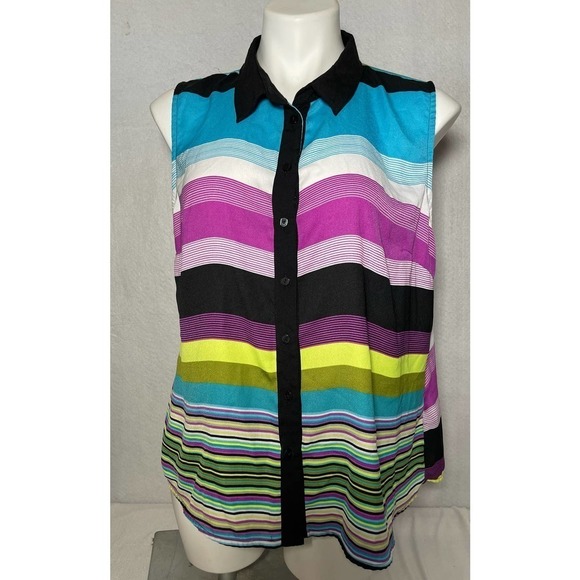 𝅺worthington Button Up Sleeveless Blouse Sz PXL - Picture 1 of 5